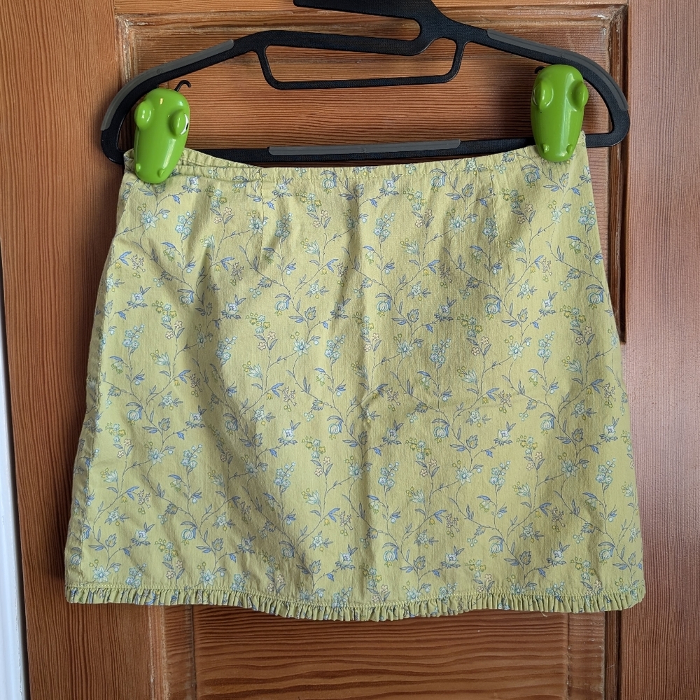 90s Express green floral mini skirt 7/8
